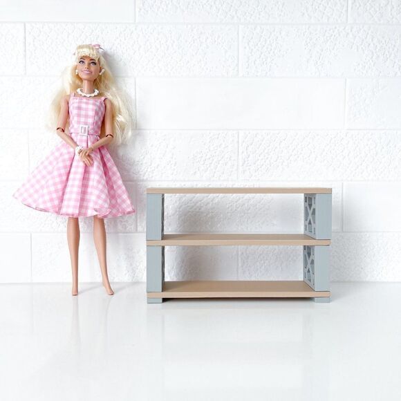 Miniature Mid-Century Modern Breeze Blocks Bookshelf X-Square 1:6 Scale Barbie - Picture 2 of 3